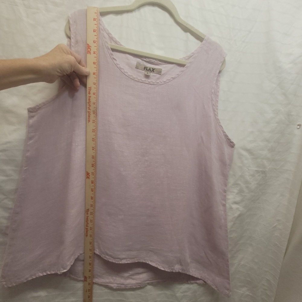 Flax Womens Oversized Linen Tank Top Lavender Pink Sleeveless Scoop Neck L - Picture 9 of 16
